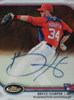 2012 Finest Autograph Rookies #AR-BH Bryce Harper Orange Refractor Baseball Card