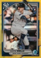 2024 Bowman Chrome #15 Austin Wells Yellow Refractor Baseball Card
