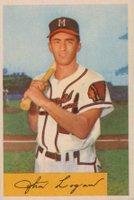 1954 Bowman #80a Johnny Logan 106 Runs Baseball Card