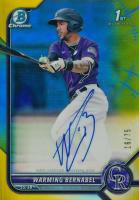 2022 Bowman Chrome Prospect Autographs #CPAWB Warming Bernabel Yellow Refractor Baseball Card