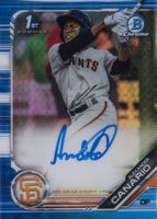 2019 Bowman Chrome Prospects Autographs #CPAAC Alexander Canario Blue Refractor Baseball Card