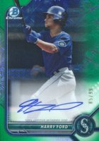 2022 Bowman Mega Box Chrome Autographs #BMAHF Harry Ford Green Baseball Card