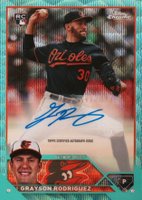 2023 Topps Chrome Update Autograph #ACGR Grayson Rodriguez Aqua Wave Baseball Card