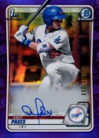 2020 Bowman Chrome Prospect Autographs #CPAAP Andy Pages Purple Refractor Baseball Card