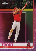 2019 Topps Chrome #200 Mike Trout Jumping-Pink Refractor Baseball Card