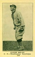 1917 Standard Biscuit #118 Clyde Milan Baseball Card
