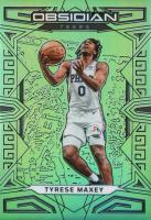 2022 Panini Obsidian #38 Tyrese Maxey Electric Etch Green Flood Fotl Basketball Card