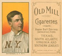 1909 White Borders Old Mill #308 Christy Mathewson Portrait Baseball Card