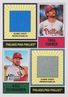2025 Topps Heritage Dual Player MLB Collection Relics #DPMCRTS Kyle Schwarber/Trea Turner Baseball Card
