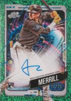2024 Topps Chrome Cosmic Cosmic Chrome Autographs #JM Jackson Merrill Green Space Dust Refractor Baseball Card