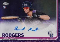 2019 Topps Chrome Rookie Autographs #RA-BR Brendan Rodgers Purple Refractor Baseball Card