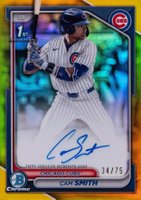 2024 Bowman Draft Chrome Prospect Autographs #CPACS Cam Smith Yellow Refractor Baseball Card