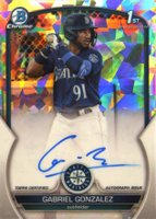 2023 Bowman Chrome Prospect Autographs #CPAGG Gabriel Gonzalez Atomic Refractor Baseball Card