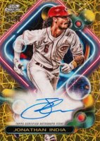 2023 Topps Cosmic Chrome Cosmic Chrome Autograph #JI Jonathan India Gold Interstellar Baseball Card