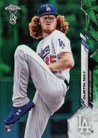 2020 Ben Baller Chrome #176 Dustin May Green Refractor Baseball Card