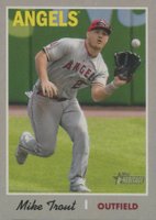 2019 Topps Heritage #485 Mike Trout Action Baseball Card
