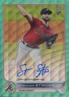 2022 Topps Chrome Rookie Autographs #RASS Spencer Strider Aqua Wave Refractor Baseball Card