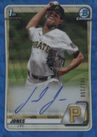 2020 Bowman Draft Chrome Draft Picks Autographs #CDAJJ Jared Jones Blue Wave Refractor Baseball Card