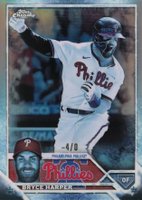 2023 Topps Chrome #3 Bryce Harper Sub-Zero Frozenfractor Baseball Card