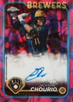 2024 Topps Chrome Update Chrome Rookie Autographs #RAJC Jackson Chourio Magenta/Purple Lava Lamp Baseball Card