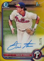 2022 Bowman Chrome Prospect Autographs #CPAGTL Gavin Tonkel Yellow Refractor Baseball Card