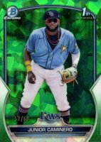 2023 Bowman Sapphire Edition Chrome Prospects #BCP61 Junior Caminero Green Baseball Card