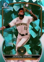 2023 Bowman Chrome Sapphire Edition Prospects #246 Jackson Chourio SP-Aqua Baseball Card