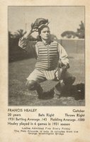 1932 N.Y. Giants Schedule Postcards # Fran Healy Correct spell Healy Baseball Card