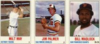 1978 Hostess # Bill Madlock/Jim Palmer/Milt May Hand Cut-Panel Baseball Card