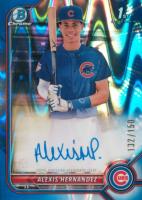 2022 Bowman Chrome Prospect Autographs #CPAAH Alexis Hernandez Blue Raywave Refractor Baseball Card