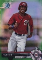 2017 Bowman Chrome Prospects #BCP180 Juan Soto Green Refractor Baseball Card