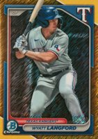 2024 Bowman Chrome Prospects #BCP64 Wyatt Langford Gold Shimmer Refractor Baseball Card