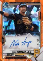 2021 Bowman Chrome Sapphire Edition Autographs #BSPANG Nick Gonzales Orange Baseball Card