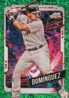2024 Topps Chrome Cosmic #89 Jasson Dominguez Green Space Dust Refractor Baseball Card