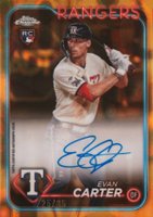 2024 Topps Chrome Update Chrome Rookie Autographs #RAEC Evan Carter Gold/Orange Lava Lamp Baseball Card