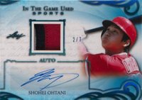 2019 Leaf in the Game Used Autograph Memorabilia #UASO2 Shohei Ohtani Platinum Blue Baseball Card