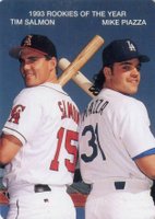 1994 Mother's Cookies Rookie of the Year #4 Mike Piazza/Tim Salmon Back to Back Baseball Card