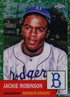 2022 Topps Chrome Platinum Anniversary #42 Jackie Robinson Platinum Toile White/Green Refractor Baseball Card
