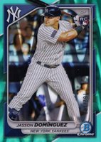 2024 Bowman Chrome #94 Jasson Dominguez Aqua Raywave Baseball Card