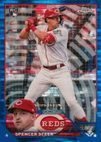 2023 Topps Chrome #146 Spencer Steer Blue Sonar Refractor Baseball Card