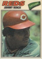 1977 Topps Cloth Stickers #3 Johnny Bench Baseball Card