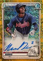 2020 Bowman Chrome Prospect Autographs #CPAMH Michael Harris Gold Shimmer Baseball Card