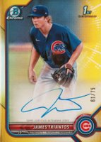 2022 Bowman Chrome Prospect Autographs #CPAJTS James Triantos Yellow Refractor Baseball Card