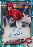 2021 Bowman Draft Chrome Draft Pick Autographs #CDAAA Andrew Abbott Aqua Lava Refractor Baseball Card