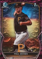 2023 Bowman Draft #BDC14 Paul Skenes Chrome-Fuchsia Lunar Baseball Card