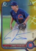 2022 Bowman Chrome Prospect Autographs #CPAJTS James Triantos Gold Refractor Baseball Card