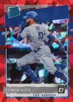 2020 Panini Donruss Optic #64 Edwin Rios Red Cracked Ice Baseball Card