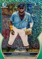2023 Bowman Chrome Prospects #BCP61 Junior Caminero Aqua Shimmer Refractor Baseball Card