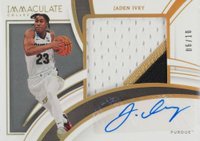 2022 Panini Immaculate Collection Collegiate Premium Patches Rookie Autographs #PPJIV Jaden Ivey Gold Basketball Card