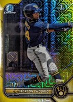 2022 Bowman Mega Box Chrome #79 Jackson Chourio Yellow Refractor Baseball Card